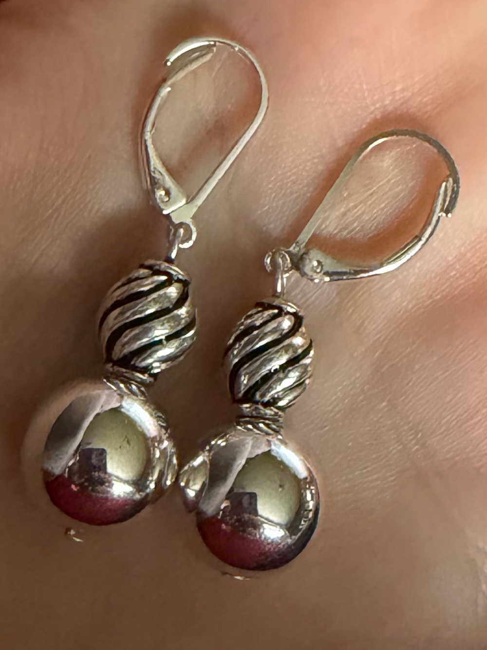 2/$25 Silver-Tone Red Bead Drop Earrings